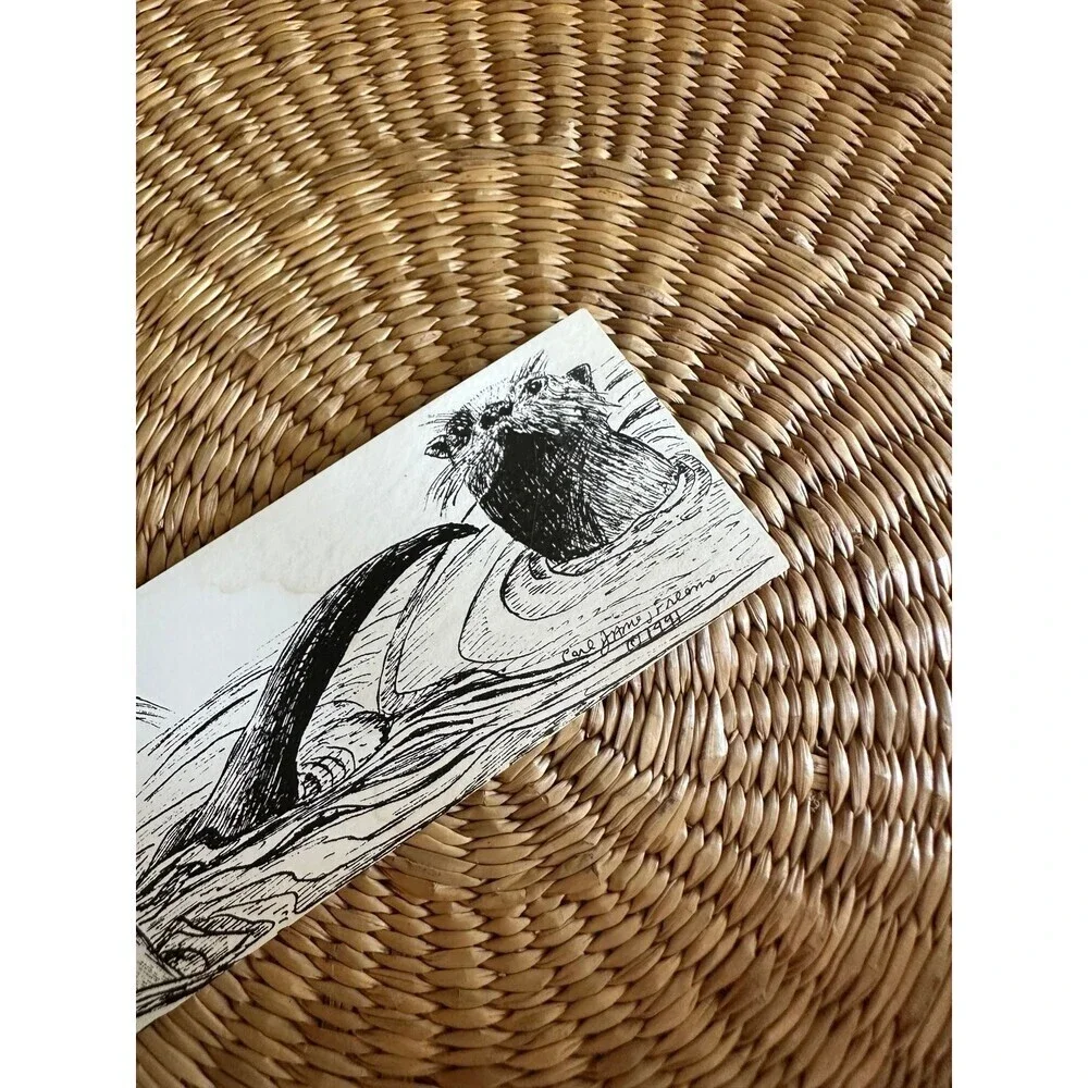 Vintage River Otter Wildlife Bookmark – Carl Freeman Nature Series